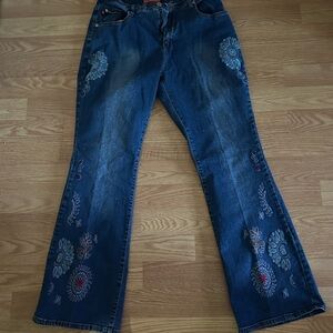 Embroidered Blue Women's Jeans